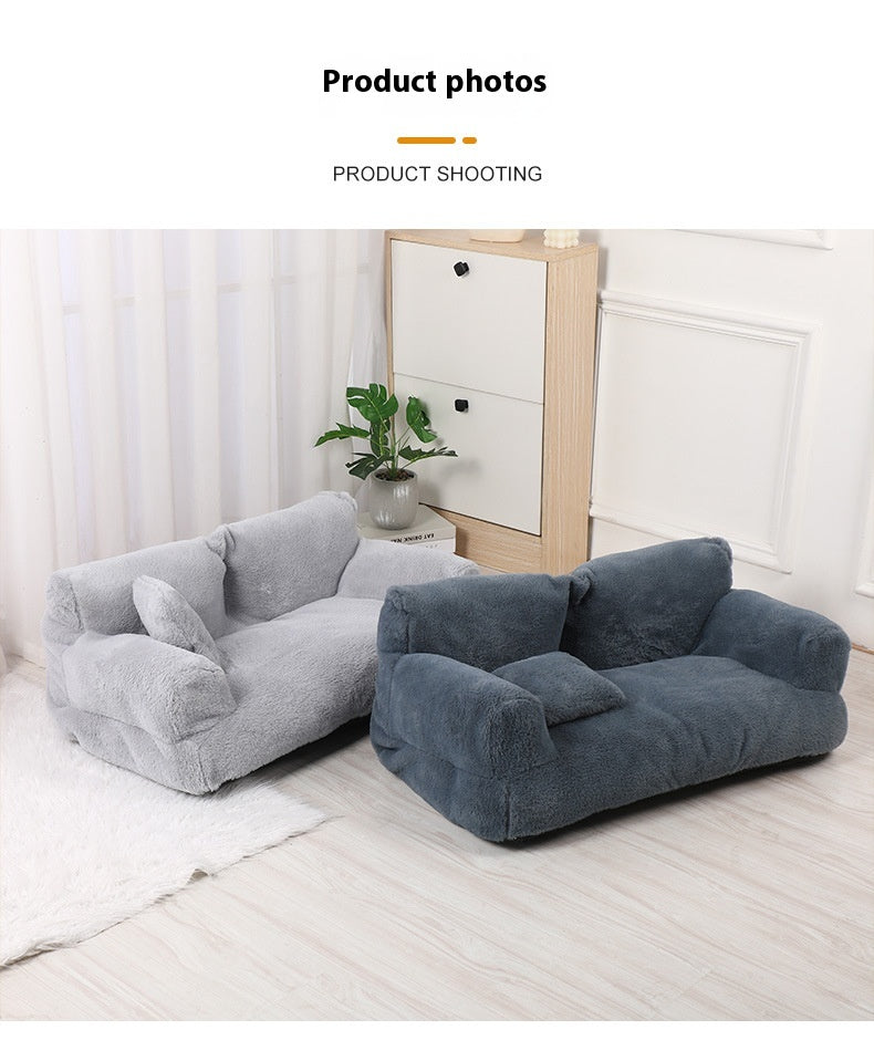 Plush sofa nest bed with raised sides
