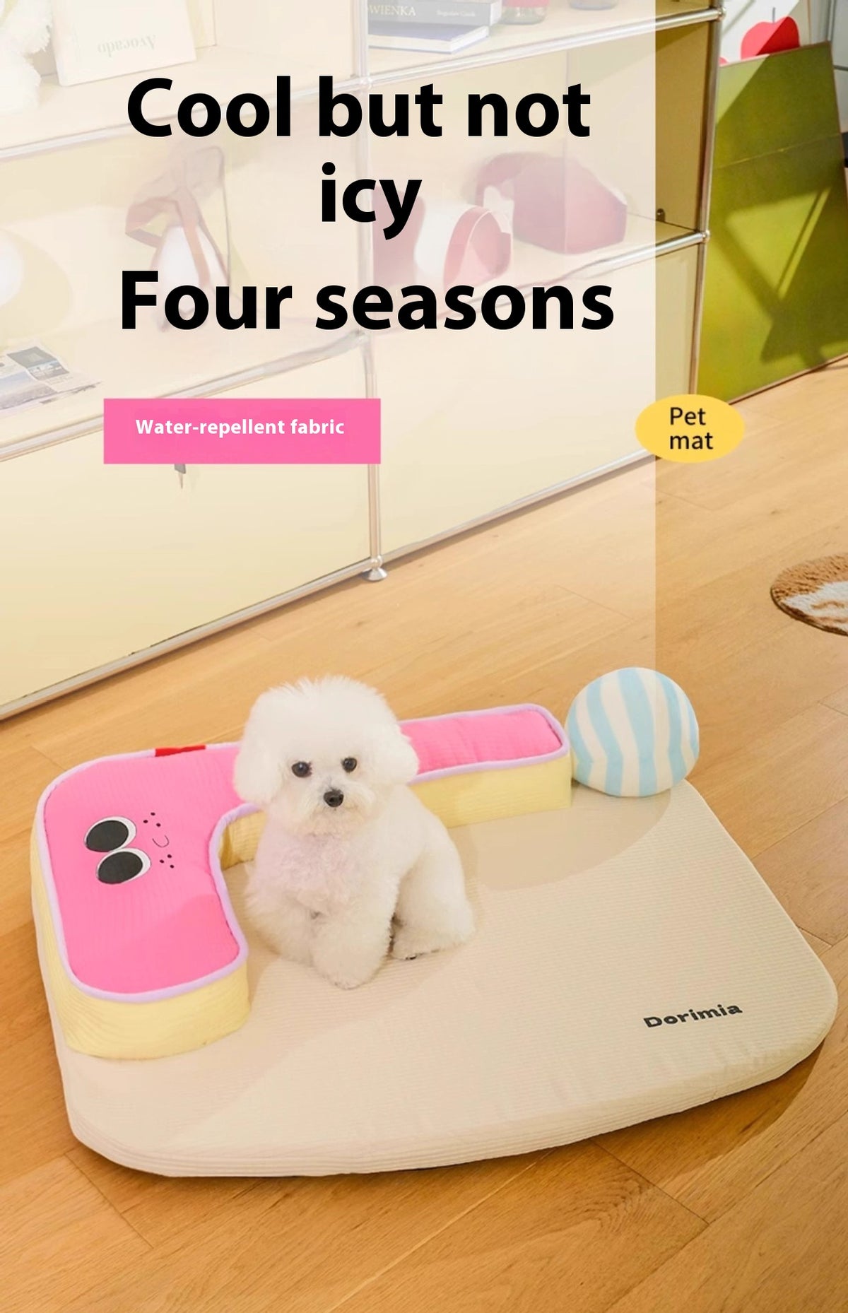 Dog on four-season waterproof kennel sofa